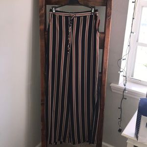 Xhilaration black & orange striped wide-leg pants